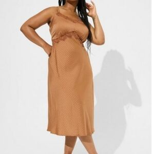Torrid Tea Length Dress Woven Jacquard Lace Trim Cami Dress Size 1X NWT